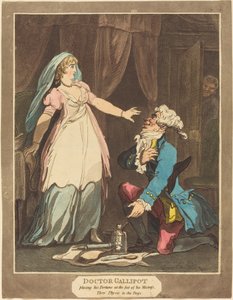Doutor Gallipot colocando sua Fortuna aos pés de sua Senhora de Thomas Rowlandson