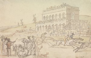 Doctor Syntax perde o seu dinheiro no hipódromo de York de Thomas Rowlandson
