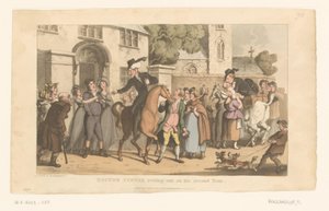 O Doutor Syntax parte da aldeia a cavalo de Thomas Rowlandson