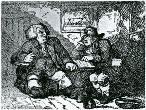 Dr Johnson e James Boswell se recuperando de uma ressaca depois de uma noite na cidade de Thomas Rowlandson