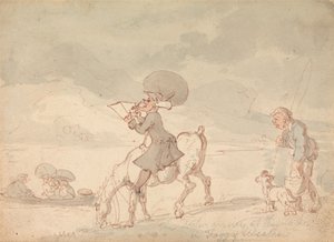 O Dr. Syntax a esboçar o lago de Thomas Rowlandson
