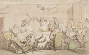Dr Syntax tem um acidente no Club (ink & wc on paper) de Thomas Rowlandson