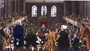 Dr. Sintaxe na Câmara dos Comuns de Thomas Rowlandson