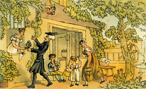 "Dr. Sintaxe apresentando uma oferta floral de Thomas Rowlandson