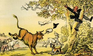 "Dr. Sintaxe perseguida por um touro de Thomas Rowlandson
