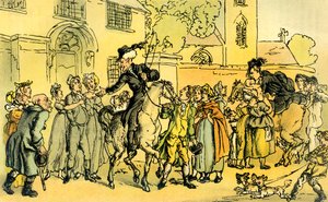 "O Dr. Sintaxe a sair na sua segunda viagem de Thomas Rowlandson