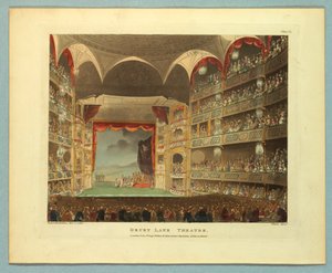 Teatro Drury Lane do Repositório de Ackermann de Thomas Rowlandson