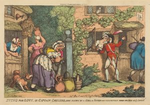 Morrer por amor, ou «O Capitão Descuidado» atingido por uma rapariga de quinze anos, que, inesperadamente, espreitou pela janela de Thomas Rowlandson