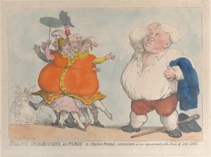 Exposições Inglesas em Paris ou Franceses Surpreendidos com Nossa Melhoria na Raça de..., 1812. de Thomas Rowlandson