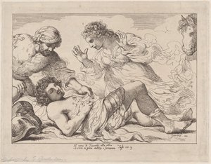 Erminia Descobre o Ferido Tancredo de Tasso, Jerusalém Libertada, ca. 1790., c. 1790. de Thomas Rowlandson