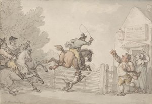 Evading the Toll, c.1805-10 (grafite, caneta, tinta e w - c no papel) de Thomas Rowlandson