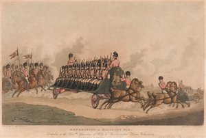 Expedição da Mosca Militar (aquatint, cor) de Thomas Rowlandson