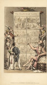 Pai Tempo mostrando cenas de homens e mulheres da vida de Thomas Rowlandson