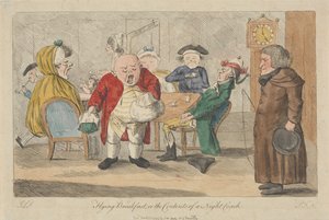 Pequeno-almoço a bordo, ou o que se encontra num autocarro noturno de Thomas Rowlandson