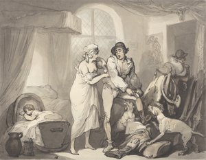 Quatro horas no país, c.1788-90 (grafite, caneta, tinta e aquarela sobre papel) de Thomas Rowlandson
