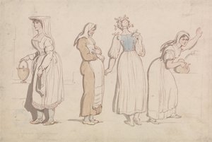 Quatro mulheres junto a um poço em Roma de Thomas Rowlandson