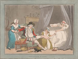 Caça à raposa [um par]: 2.  Quatro horas na cidade de Thomas Rowlandson