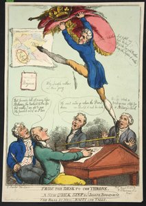 Da mesa ao trono. Um novo passo rápido de Joseph Bonaparte. The Bass dos Srs. Nappy e Talley, pub. 1808 (gravura colorida à mão) de Thomas Rowlandson