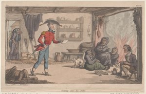 Entrando em seu Billet, de The Military Adventures of Johnny Newcome, 1815., 1815. de Thomas Rowlandson