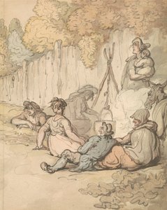 Ciganos a cozinhar numa fogueira de Thomas Rowlandson