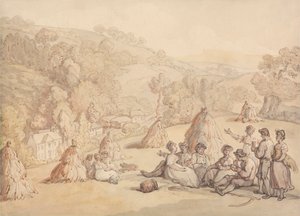 Ceifeiras que descansam num campo de milho de Thomas Rowlandson