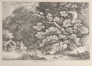 Hengar perto de Camelford, Cornualha, de Views in Cornwall, ca. 1812., ca. 1812. de Thomas Rowlandson