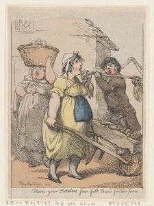 Aqui estão suas batatas, quatro libras por dois pence, 1811., 1811. de Thomas Rowlandson