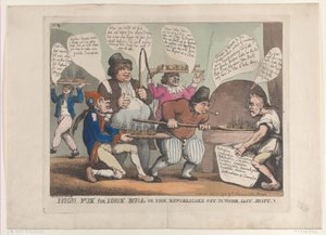 Alta diversão para John Bull, ou os republicanos em seu último turno, novembro ..., 12 de novembro de 1798. de Thomas Rowlandson