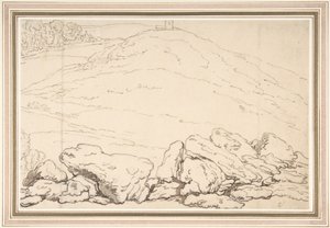 Paisagem montanhosa com rochas de Thomas Rowlandson