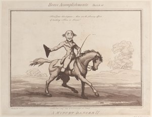Realizações do cavalo, Sketch 10: A Minuet Dancer !!, 1 de agosto de 1799., 1 de agosto de 1799. de Thomas Rowlandson
