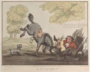 Realizações de cavalos, Sketch 12: A Vaulter !!, 1 de agosto de 1799., 1 de agosto de 1799. de Thomas Rowlandson