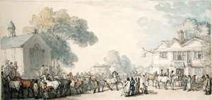Horse Fair, Southampton (caneta, tinta e aguarela sobre papel) de Thomas Rowlandson