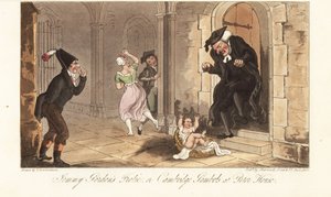James Gordon, um notório bêbado de Cambridge, deixando um bebê como uma brincadeira na frente da casa de um reitor universitário. Jemmy Gordon
