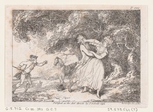 Joseph Hastens para resgatar Fanny do Perigo Iminente, de The Adventures of Joseph Andrew..., 1792. de Thomas Rowlandson
