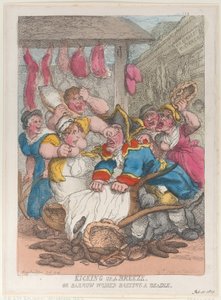 Kicking Up a Breeze or Barrow Women Basting a Beadle, 10 de fevereiro de 1814., 10 de fevereiro de 1814. de Thomas Rowlandson