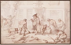 Trabalhadores colocando um pavimento de Thomas Rowlandson