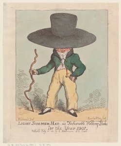 Chapéu de verão leve e bengalas da moda para o ano de 1801, 10 de julho de 1801., 10 de julho de 1801. de Thomas Rowlandson