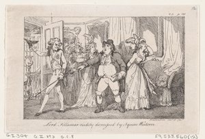 Lord Tellamar Rudely Dispensado por Squire Western, de The History of Tom Jones, a Foundl..., 1792. de Thomas Rowlandson