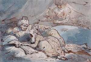 Amor no Oriente, c.1787 (caneta e lavagem de cor) de Thomas Rowlandson