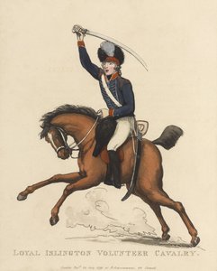 Loyal Cavalaria Voluntária Islington, c.1799 (aquatinta colorida) de Thomas Rowlandson