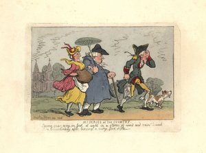 Homem e mulher perdidos no campo, numa tempestade nocturna. de Thomas Rowlandson
