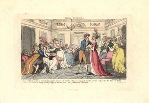 Homem forçado a beijar uma mulher feia numa festa de dança. de Thomas Rowlandson
