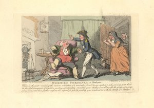 Homem que sofre de gota saudado dolorosamente por um marinheiro. de Thomas Rowlandson