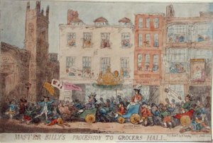 Procissão do Mestre Billy ao Salão de Grocers de Thomas Rowlandson