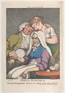 Despacho médico ou doutor em dose dupla matando dois pássaros com uma pedra, novembro..., 20 de novembro de 1810. de Thomas Rowlandson