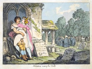 Meditações entre os Túmulos (cor litho) de Thomas Rowlandson