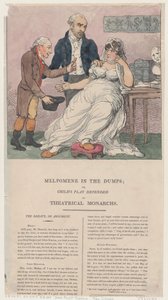 Melpomene nos lixões, ou brincadeira de criança defendida por monarcas teatrais, 1804., 1804. de Thomas Rowlandson