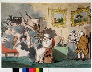 Doenças mentais e visões: o hipocôndrio - desenho de Rowlandson de Thomas Rowlandson