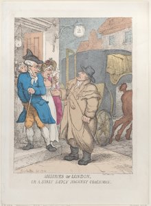 As Misérias de Londres, ou Um Cocher de Hackney Mal-humorado e Atrevido de Thomas Rowlandson