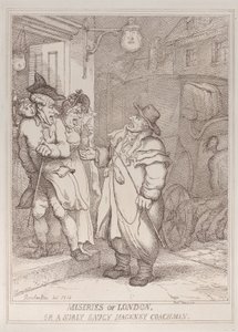 As Misérias de Londres, ou Um Cocher de Hackney Mal-humorado e Atrevido de Thomas Rowlandson